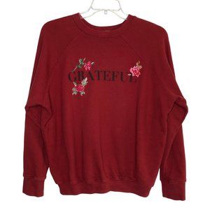 Spiritual Gangster Womens Sweatshirt Burgundy Size Large Embroidered Crewneck